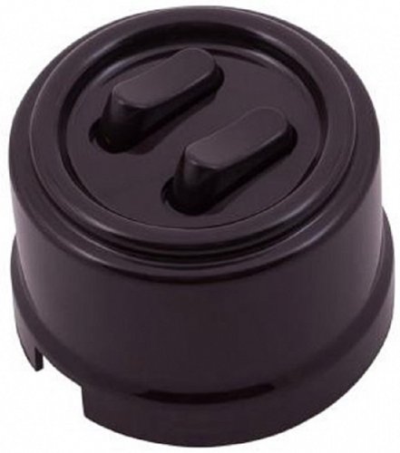 Выключатель-ретро пластик клавишный Bironi Лизетта 2-кл. коричневый фото Выключатель-ретро пластик клавишный Bironi Лизетта 2-кл. коричневый картинка